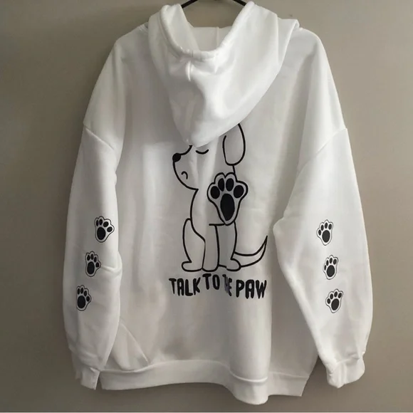 Dog Hoodie with Black Dog and Paw Print Dog Lover - Picture 3 of 11